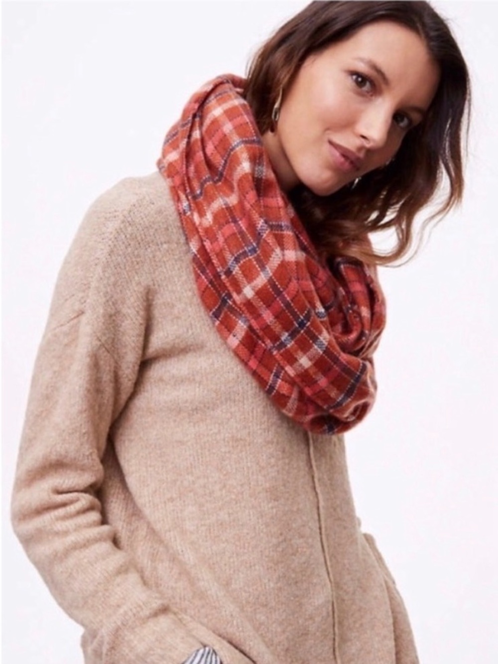 LOFT Plaid Infinity Scarf One Size
